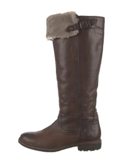 Pre-owned Frye Leather Riding Boots In Brown