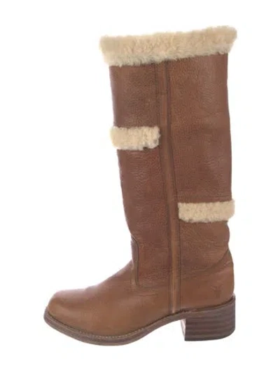 Pre-owned Frye Leather Riding Boots In Brown