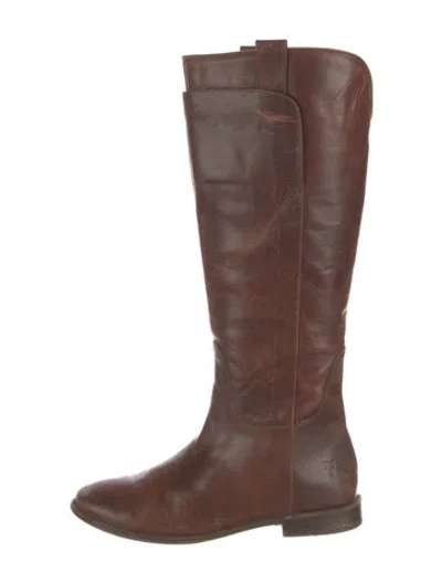 Pre-owned Frye Leather Riding Boots In Brown