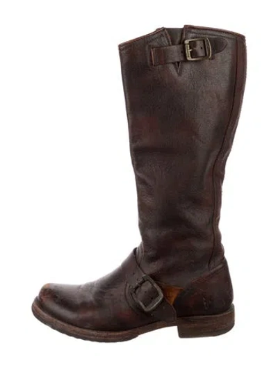 Pre-owned Frye Leather Riding Boots In Brown