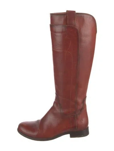 Pre-owned Frye Leather Riding Boots In Brown
