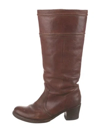 Pre-owned Frye Leather Riding Boots In Brown
