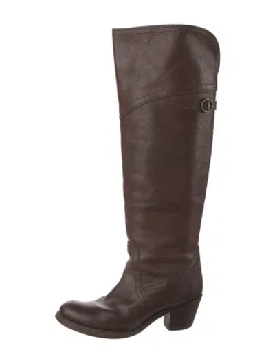 Pre-owned Frye Leather Riding Boots In Brown