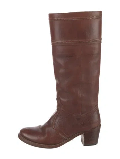Pre-owned Frye Leather Riding Boots In Brown
