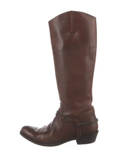 Pre-owned Frye Leather Riding Boots In Brown