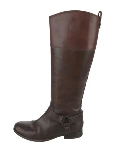 Pre-owned Frye Leather Riding Boots In Brown