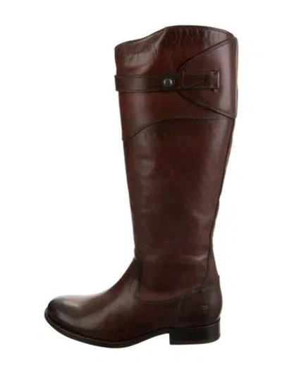Pre-owned Frye Leather Riding Boots In Brown