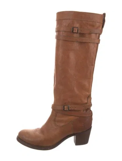 Pre-owned Frye Leather Riding Boots In Brown