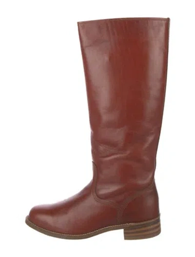 Pre-owned Frye Leather Riding Boots In Brown