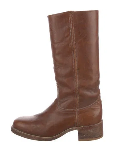 Pre-owned Frye Leather Riding Boots In Brown