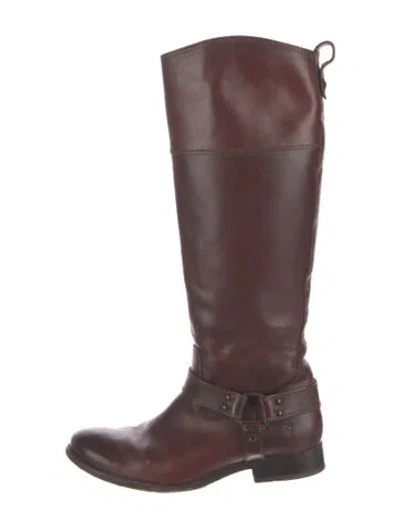 Pre-owned Frye Leather Riding Boots In Brown