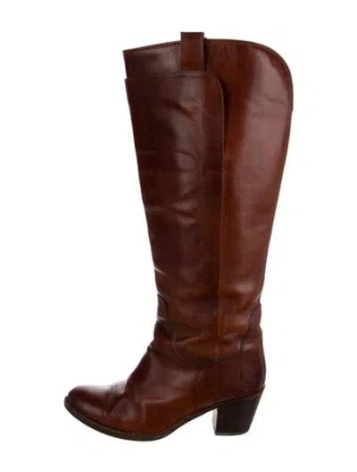 Pre-owned Frye Leather Riding Boots In Brown