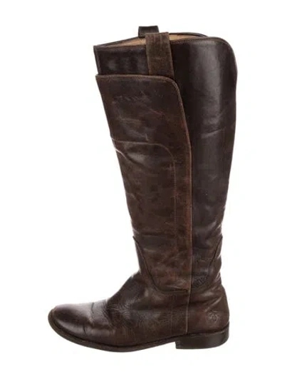Pre-owned Frye Leather Riding Boots In Brown