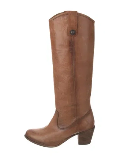 Pre-owned Frye Leather Riding Boots In Brown