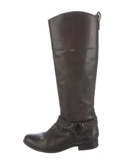Pre-owned Frye Leather Riding Boots In Brown