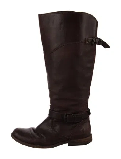Pre-owned Frye Leather Riding Boots In Brown