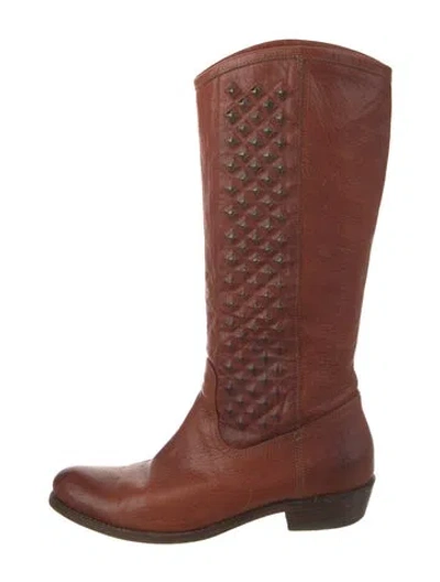 Pre-owned Frye Leather Riding Boots In Brown