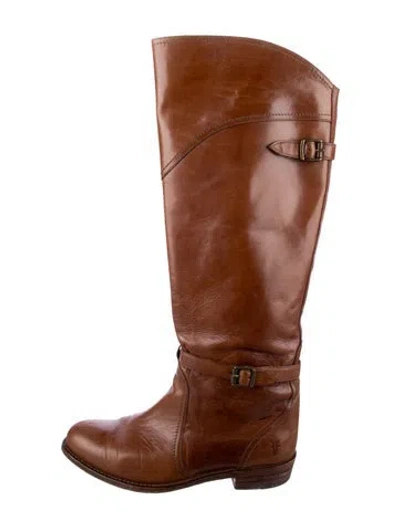 Pre-owned Frye Leather Riding Boots In Brown