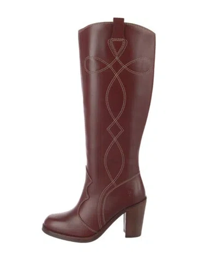 Pre-owned Frye Leather Riding Boots In Brown
