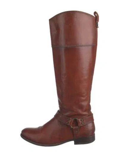 Pre-owned Frye Leather Riding Boots In Brown