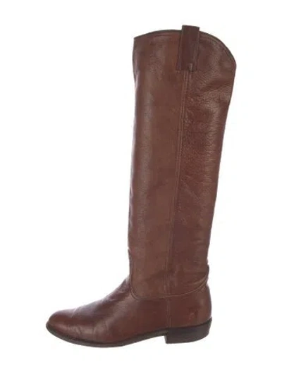 Pre-owned Frye Leather Riding Boots In Brown