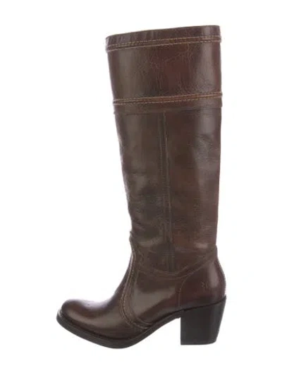 Pre-owned Frye Leather Riding Boots In Brown