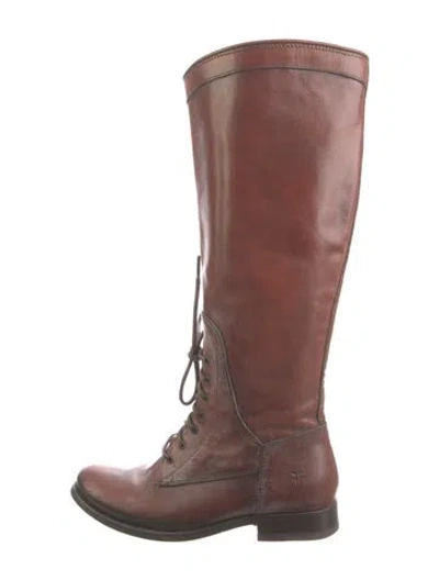 Pre-owned Frye Leather Riding Boots In Brown