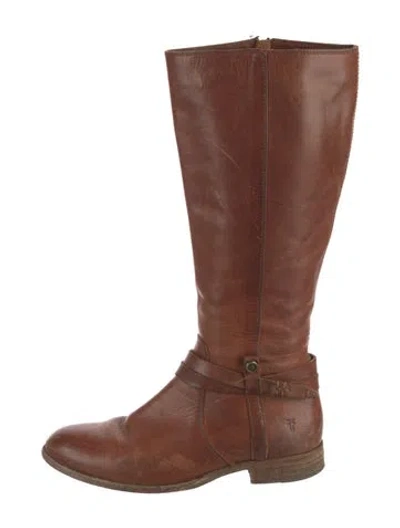 Pre-owned Frye Leather Riding Boots In Brown