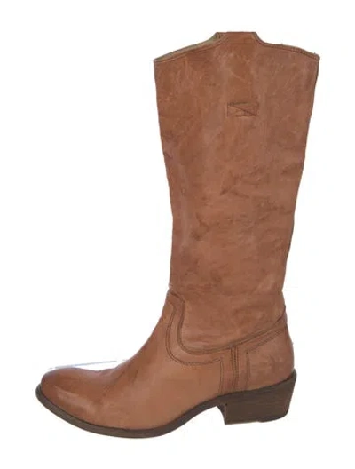 Pre-owned Frye Leather Riding Boots In Brown