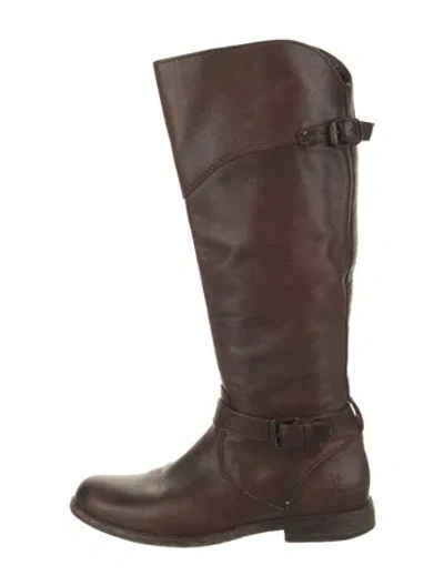 Pre-owned Frye Leather Riding Boots In Brown