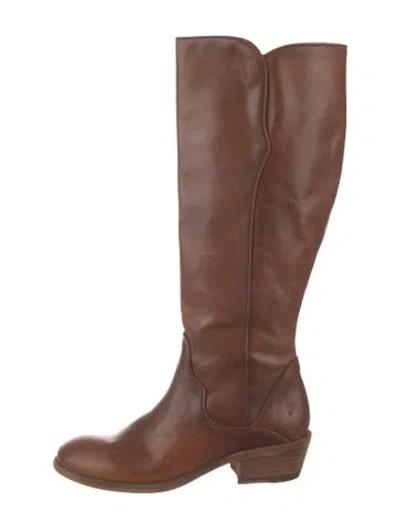 Pre-owned Frye Leather Riding Boots In Brown