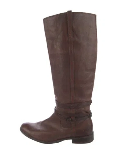 Pre-owned Frye Leather Riding Boots In Brown