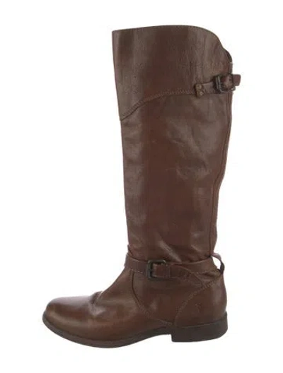 Pre-owned Frye Leather Riding Boots In Brown