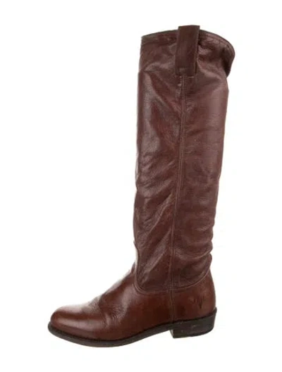 Pre-owned Frye Leather Riding Boots In Brown