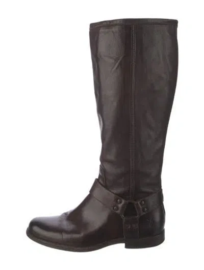 Pre-owned Frye Leather Riding Boots In Brown