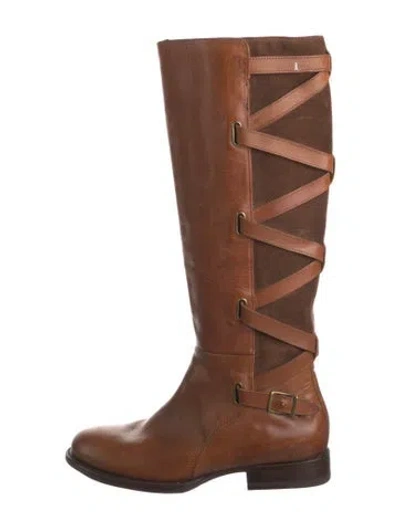 Pre-owned Frye Leather Riding Boots In Brown