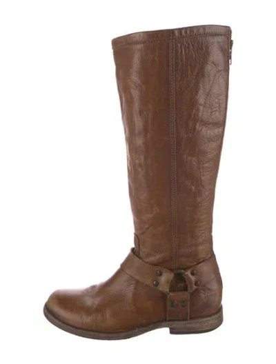 Pre-owned Frye Leather Riding Boots In Brown