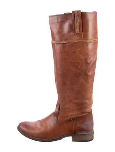 Pre-owned Frye Leather Riding Boots In Brown
