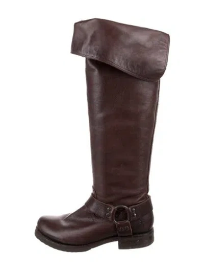 Pre-owned Frye Leather Riding Boots In Brown