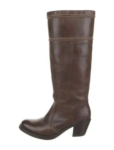 Pre-owned Frye Leather Riding Boots In Brown