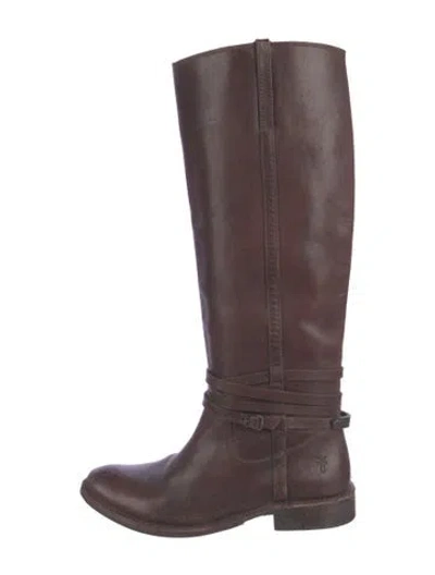 Pre-owned Frye Leather Riding Boots In Brown