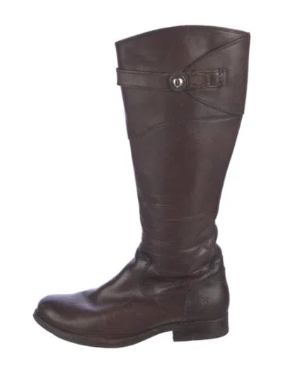 Pre-owned Frye Leather Riding Boots In Brown