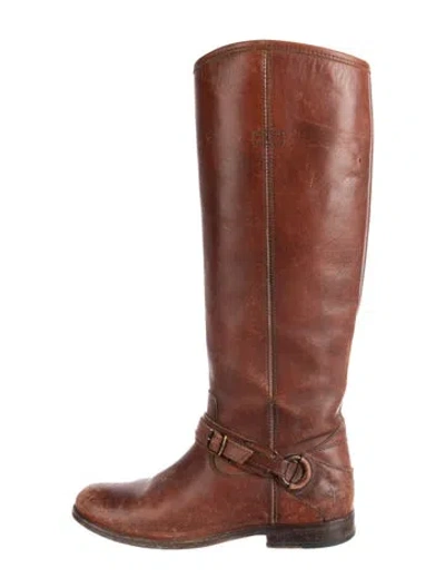 Pre-owned Frye Leather Riding Boots In Brown