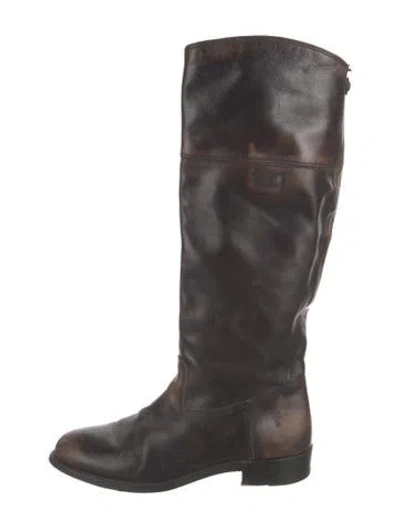 Pre-owned Frye Leather Riding Boots In Brown