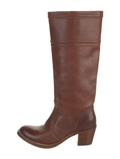 Pre-owned Frye Leather Riding Boots In Brown