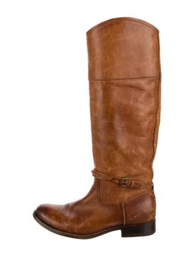 Pre-owned Frye Leather Riding Boots In Brown