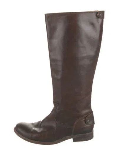 Pre-owned Frye Leather Riding Boots In Brown