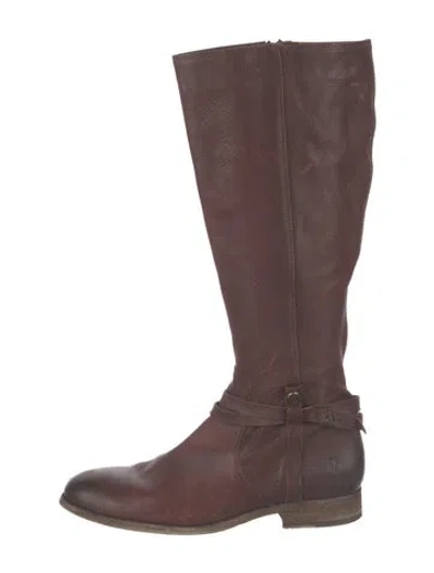 Pre-owned Frye Leather Riding Boots In Brown