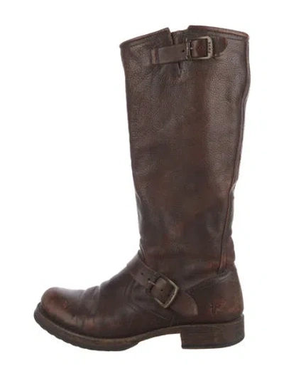 Pre-owned Frye Leather Riding Boots In Brown