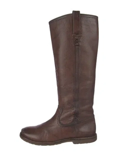 Pre-owned Frye Leather Riding Boots In Brown
